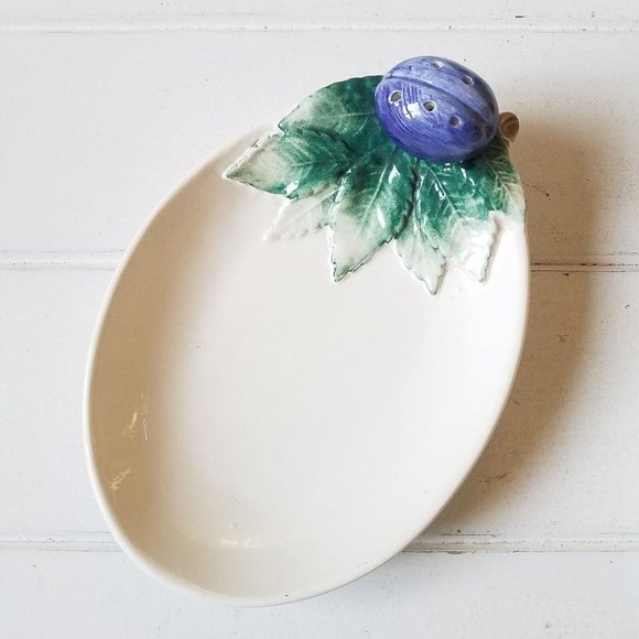 Bassano Ceramic 3D Olive Lemon Snacker Appetizer Serving Dish, Set of 2, Italy - Picture 2 of 14